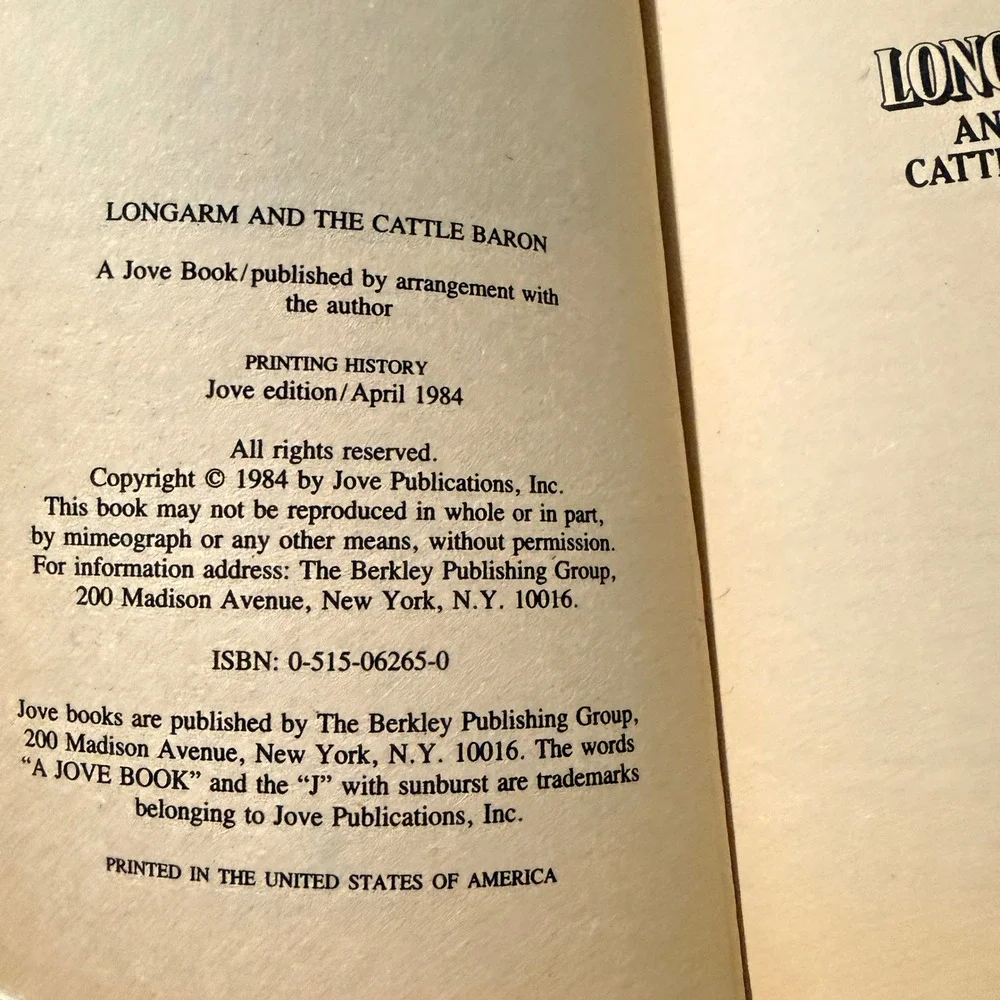 3 Longarm Western Books Tabor Evans 64 65 66 Cattle Baron Steer Swindlers 1984
